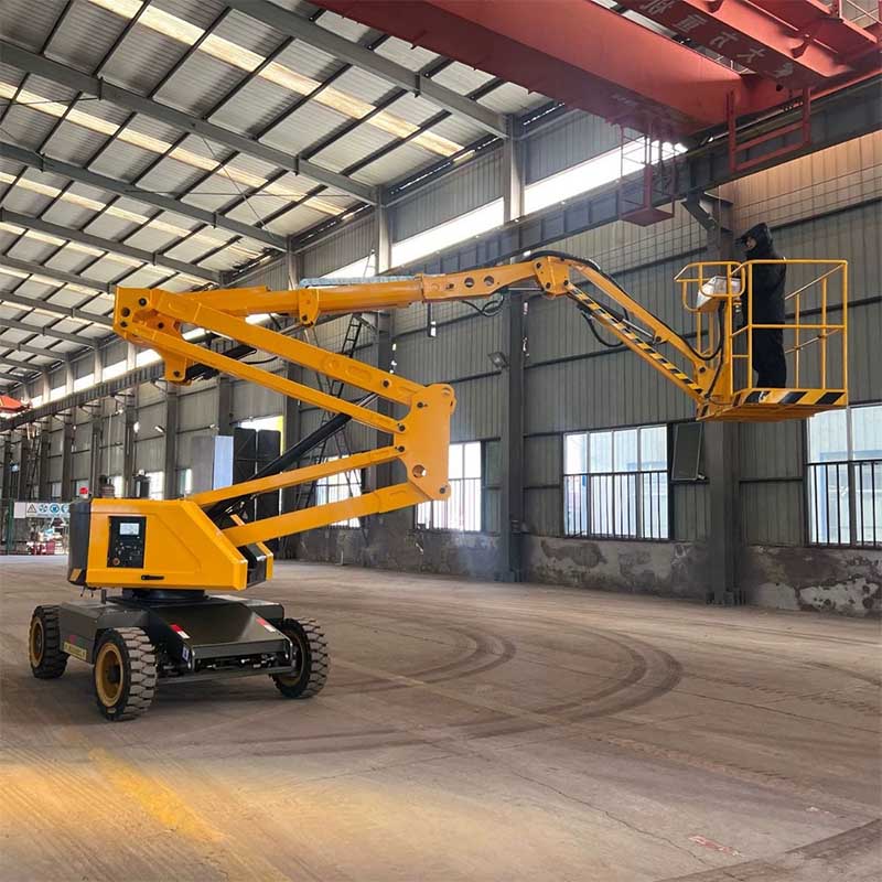 Live shots of self-propelled articulating boom lifts