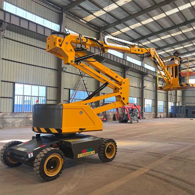 Live shots of self-propelled articulating boom lifts