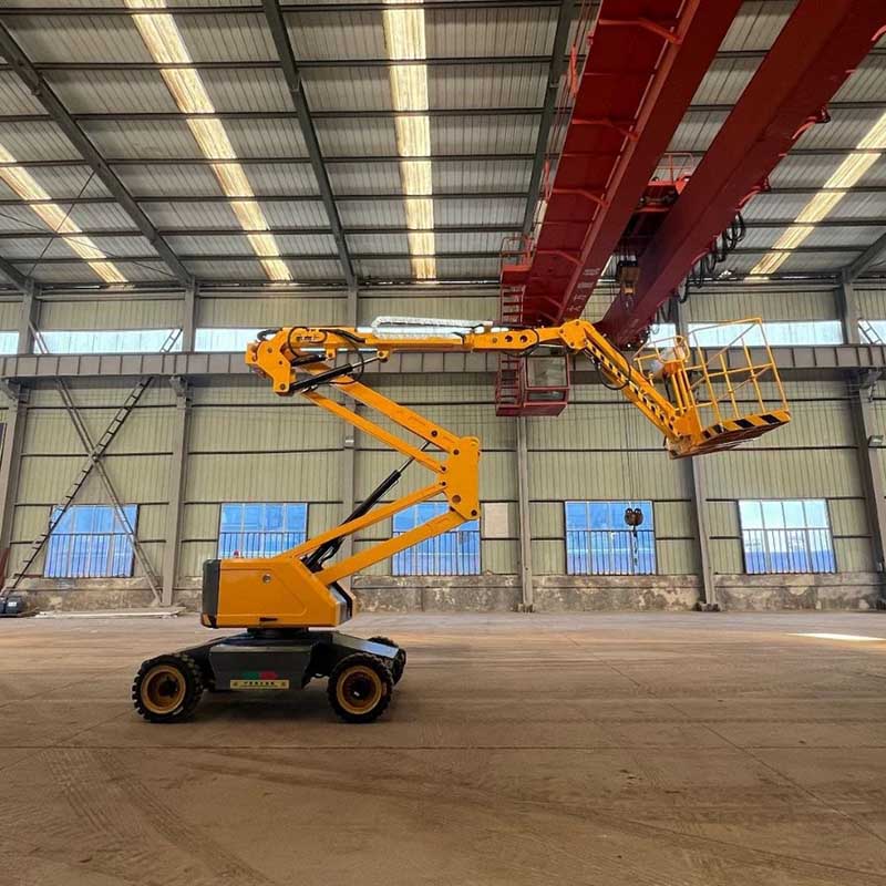 Live shots of self-propelled articulating boom lifts